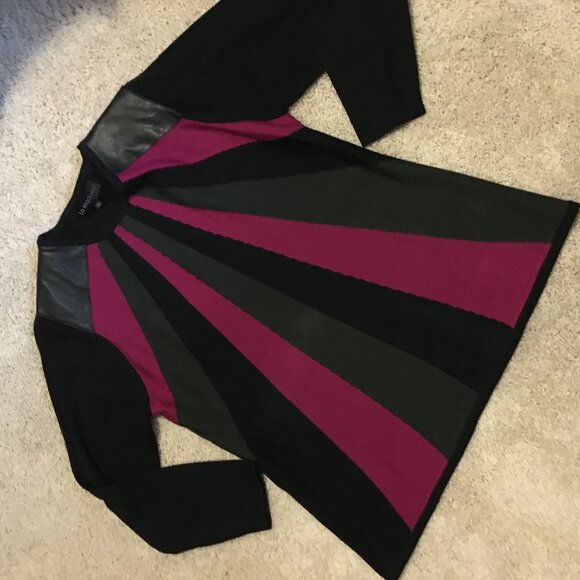 Vintage La Madona Faux Leather Shoulder Punk Sweater - Picture 6 of 12